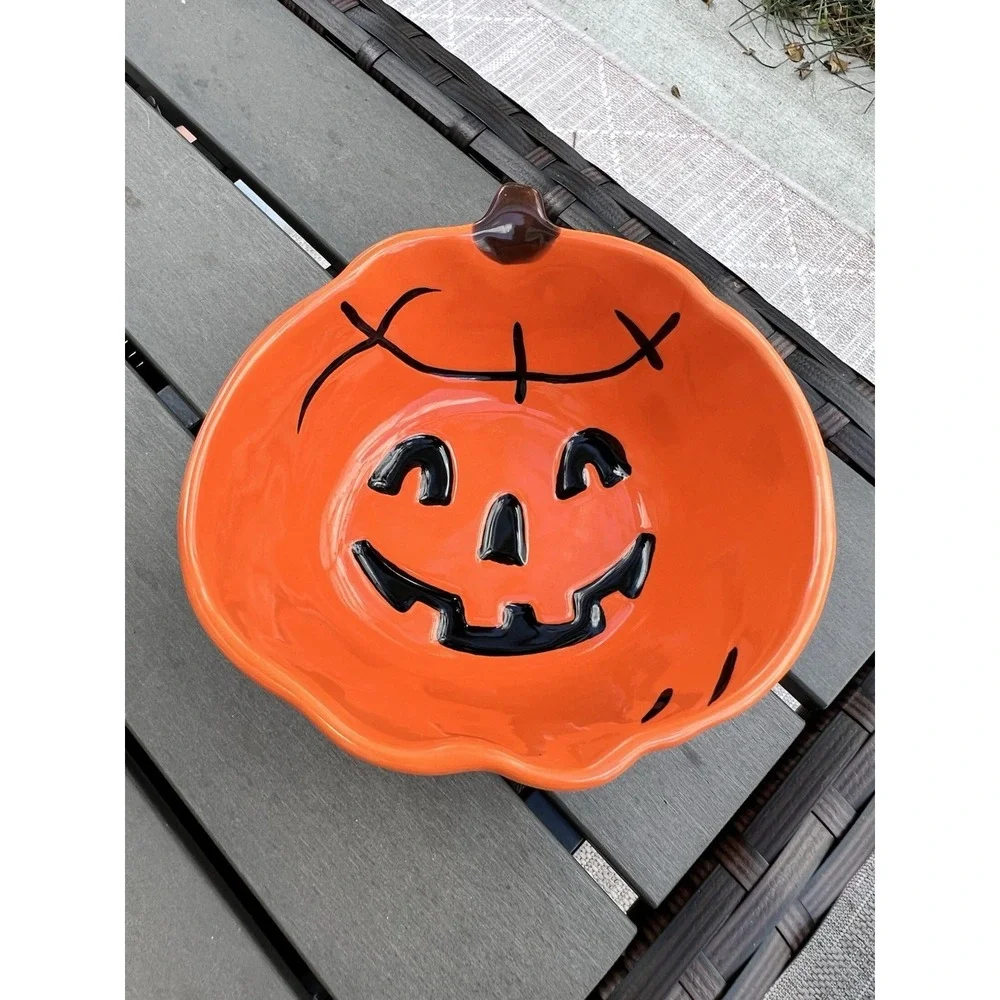 Pottery Barn Vintage Halloween Candy Dish Small Serving Bowl Pumpkin Snack 5.5